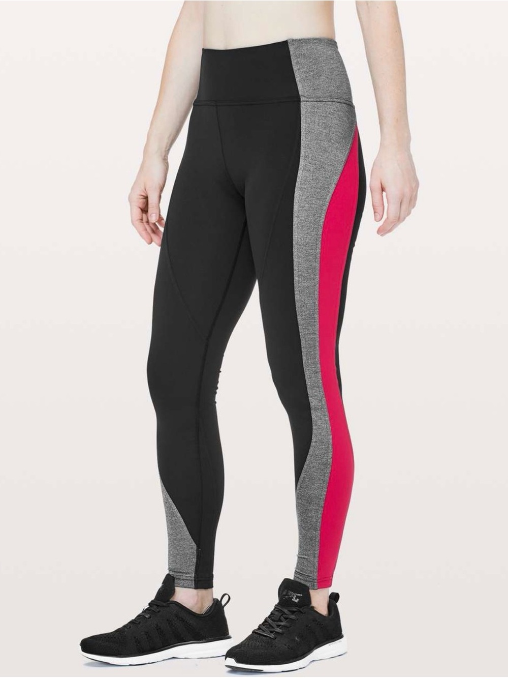 Lululemon Get Going Train Tight 28” Black Flamenco Red Leggings Size 6
